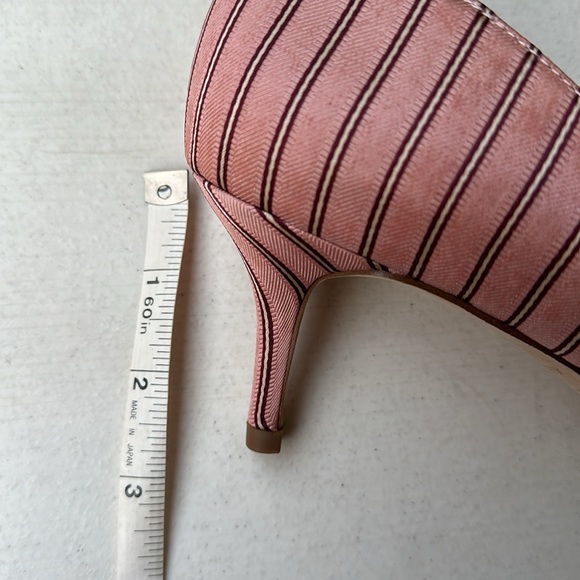 ANN TAYLOR | Pink Candy Stripe Pointy Toes Kitten Heel Pumps - Picture 9 of 9